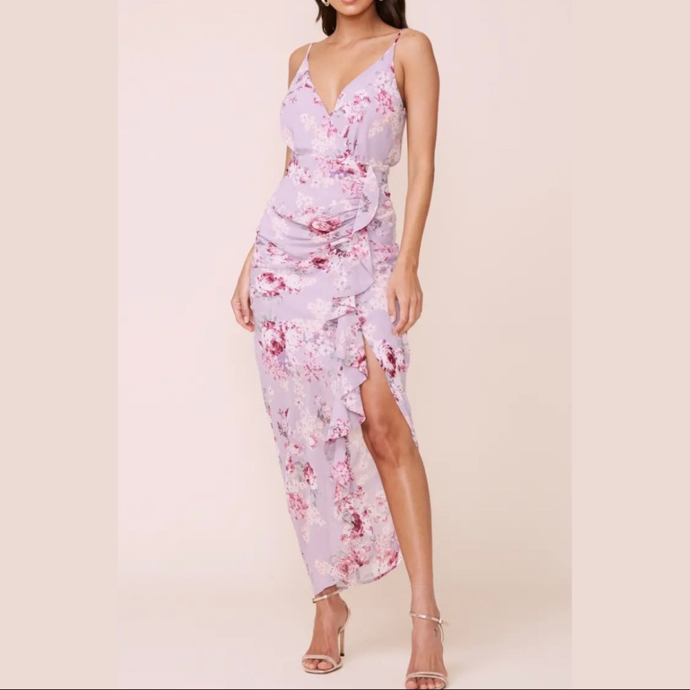 Astr the Label Floral Ruffle Chiffon Dress